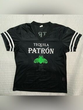 NWOT Sport-Tek Patrón Tequila Black Mesh Football Jersey - Women’s Medium